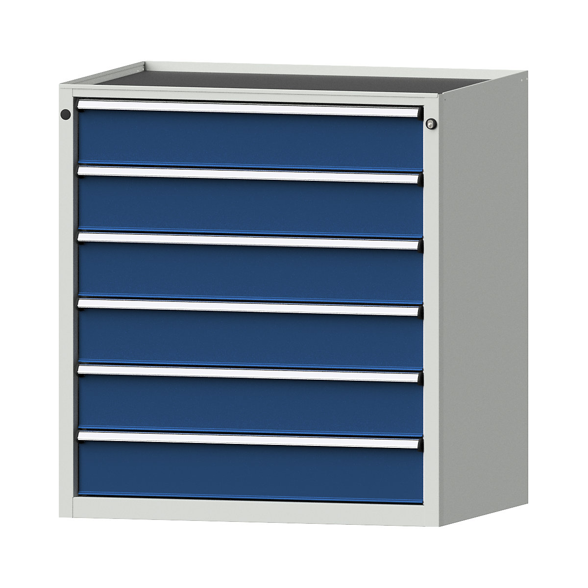 Armário de gavetas – ANKE, LxP 910 x 675 mm, capacidade de carga por gaveta 200 kg, 6 gavetas, altura 980 mm, frente azul genciana