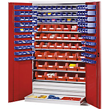 corpo color grigio chiaro, ante color rosso traffico