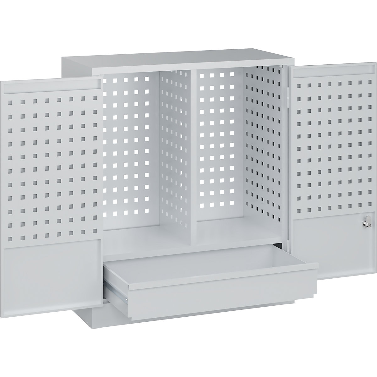 Armario mural de taller con placas perforadas, cajón – C+P (Imagen del producto 2)-1