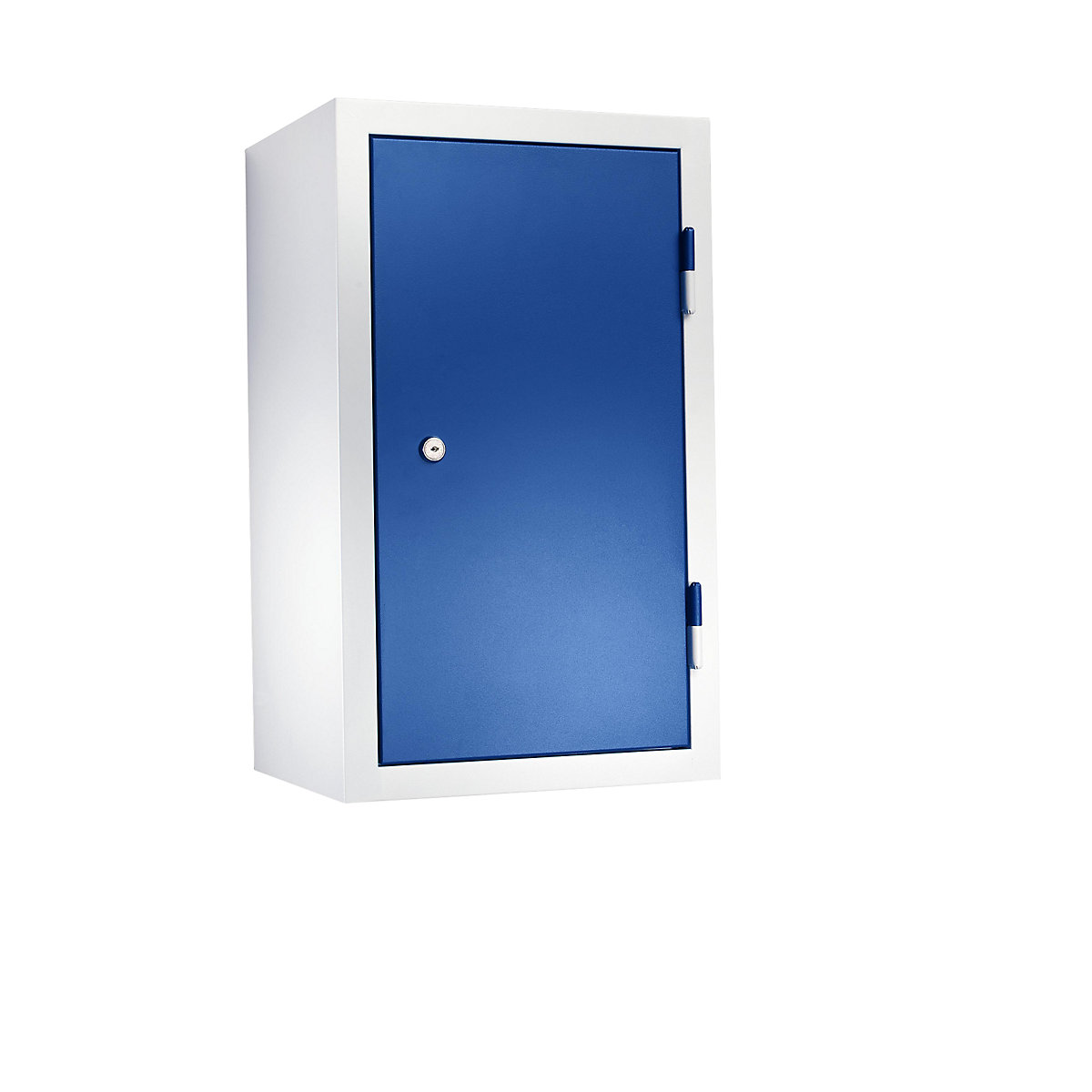 EUROKRAFTbasic – Armario colgante para taller, H x A x P 600 x 350 x 320 mm, puertas de chapa maciza, azul genciana RAL 5010