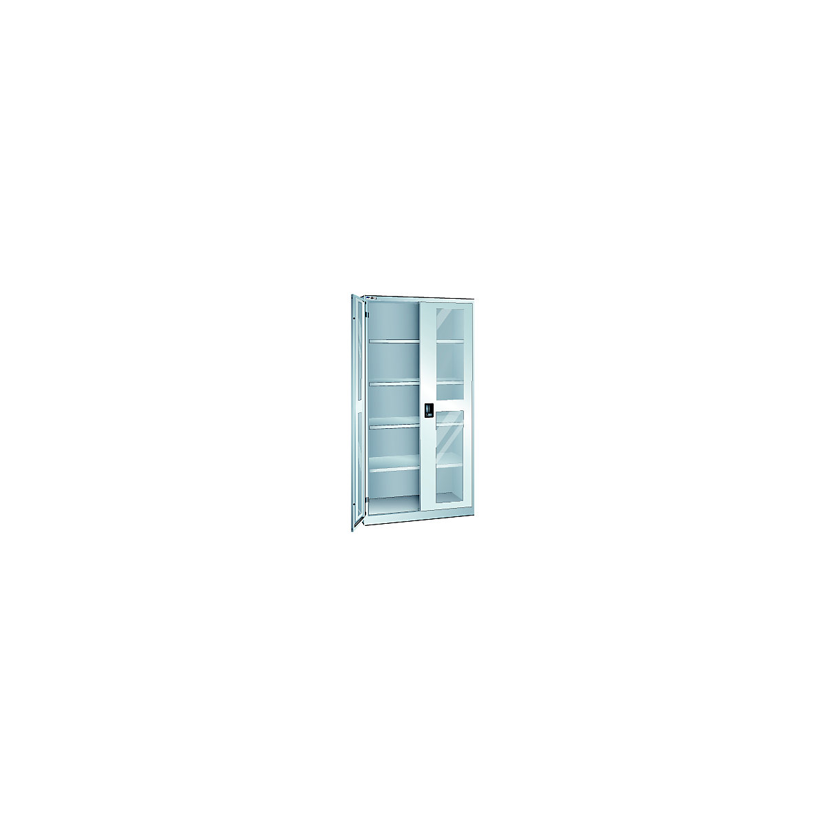 LISTA – Armario de puertas batientes, puertas con ventanilla, H x A 1950 x 1000 mm, profundidad 500 mm, gris luminoso RAL 7035