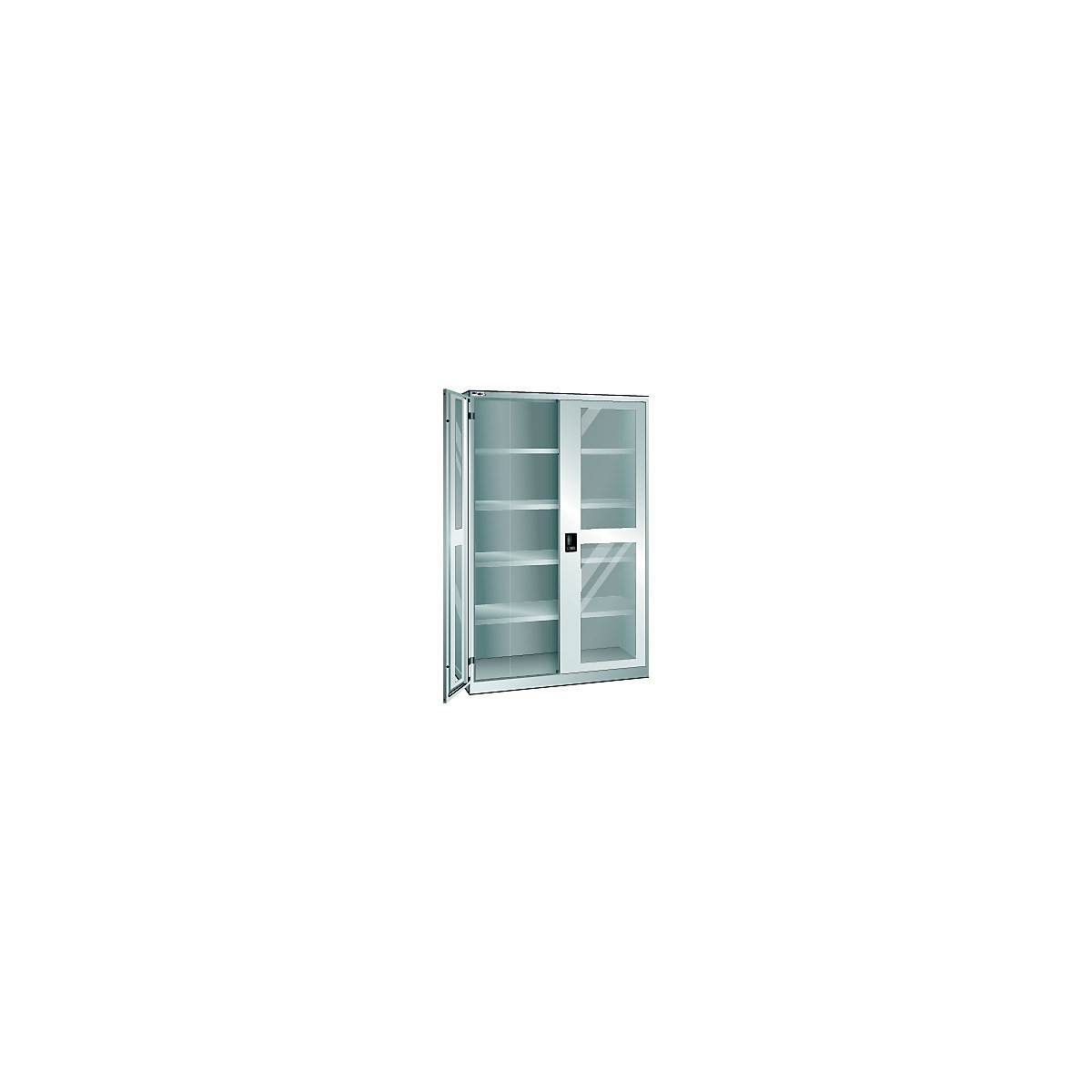 LISTA – Armario de puertas batientes, puertas con ventanilla, H x A 1950 x 1250 mm, profundidad 400 mm, gris luminoso RAL 7035