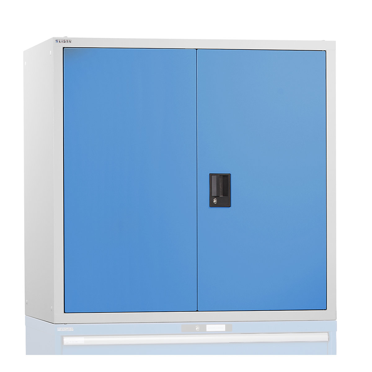 Altillo con puertas batientes – LISTA, con puertas de chapa maciza, H x A x P 1000 x 1023 x 725 mm, azul luminoso-12