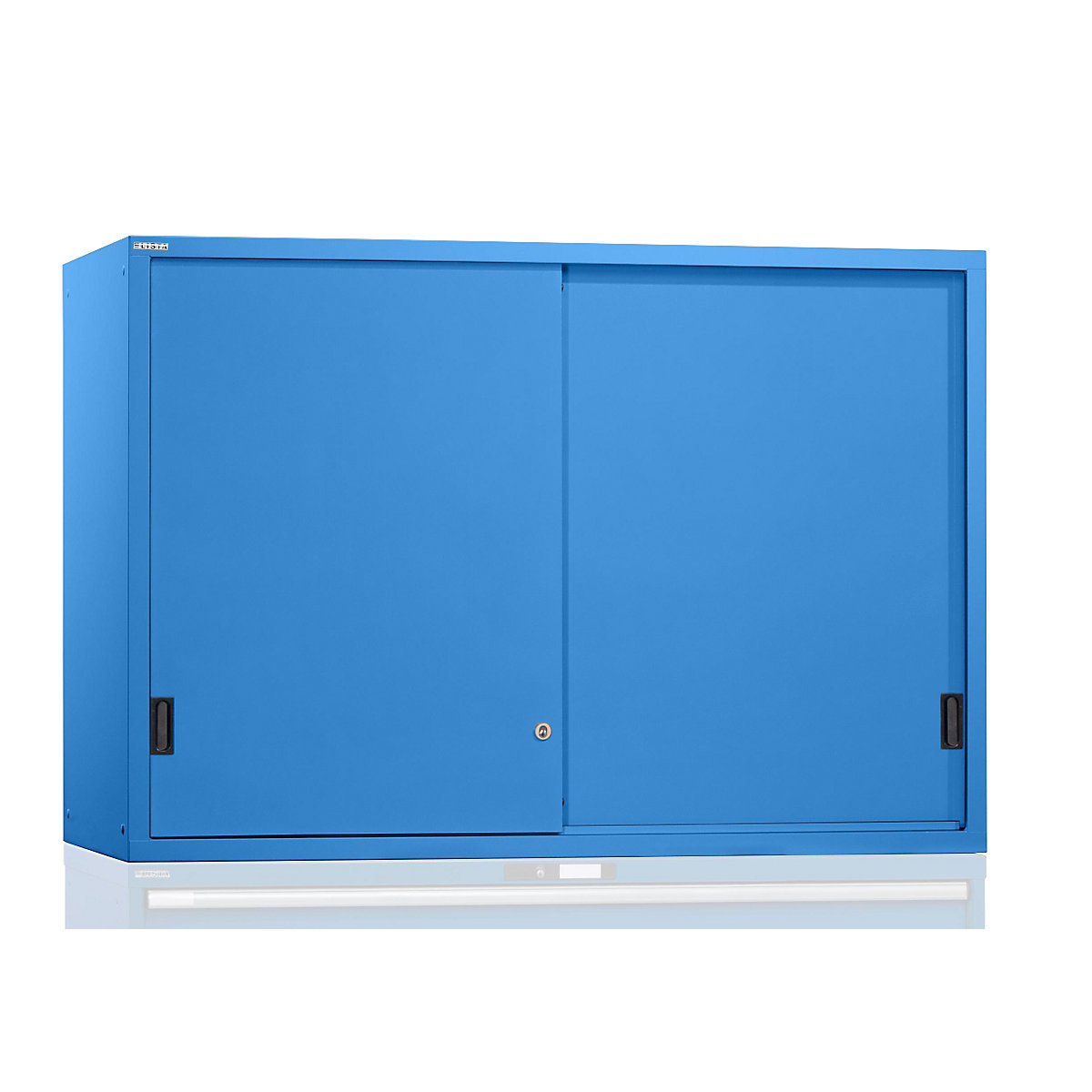 Altillo con puertas correderas – LISTA, puertas de chapa maciza, H x A x P 1000 x 1431 x 725 mm, azul luminoso-12