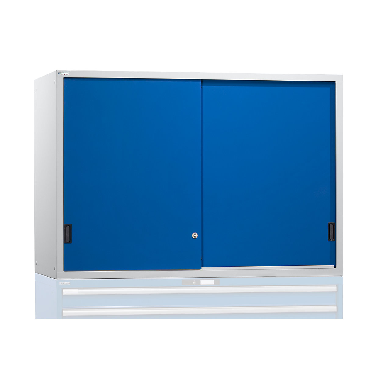 Altillo con puertas correderas – LISTA, puertas de chapa maciza, H x A x P 1000 x 1431 x 725 mm, azul genciana-16