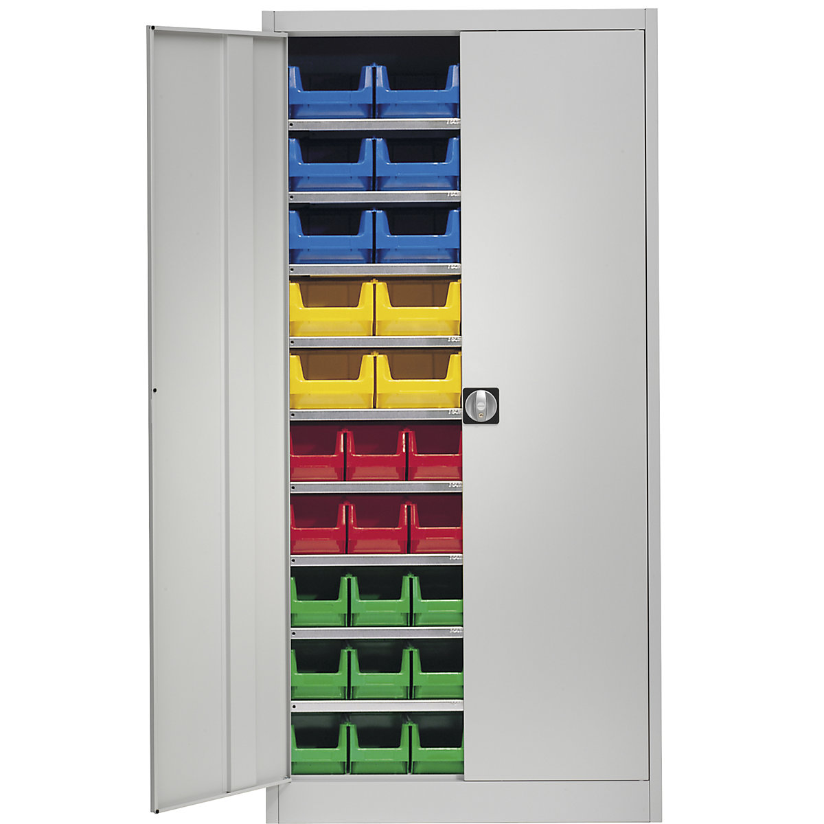 Armario-almacén, monocolor – mauser, con 50 cajas visualizables, 9 baldas, en gris, a partir de 3 unid.-2