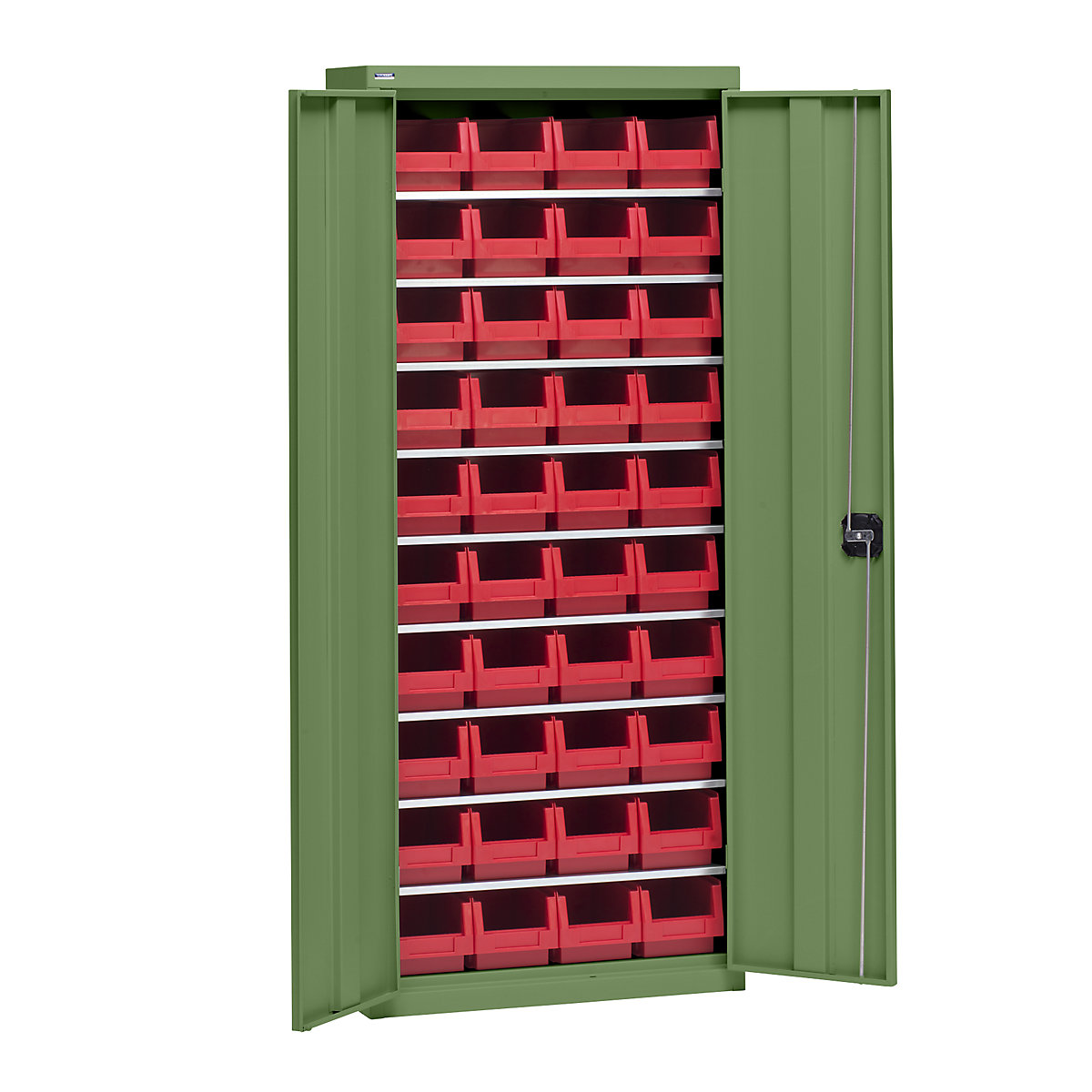 Armario para material con cajas de almacén – eurokraft pro, altura 1575 mm, 9 baldas, verde reseda-4