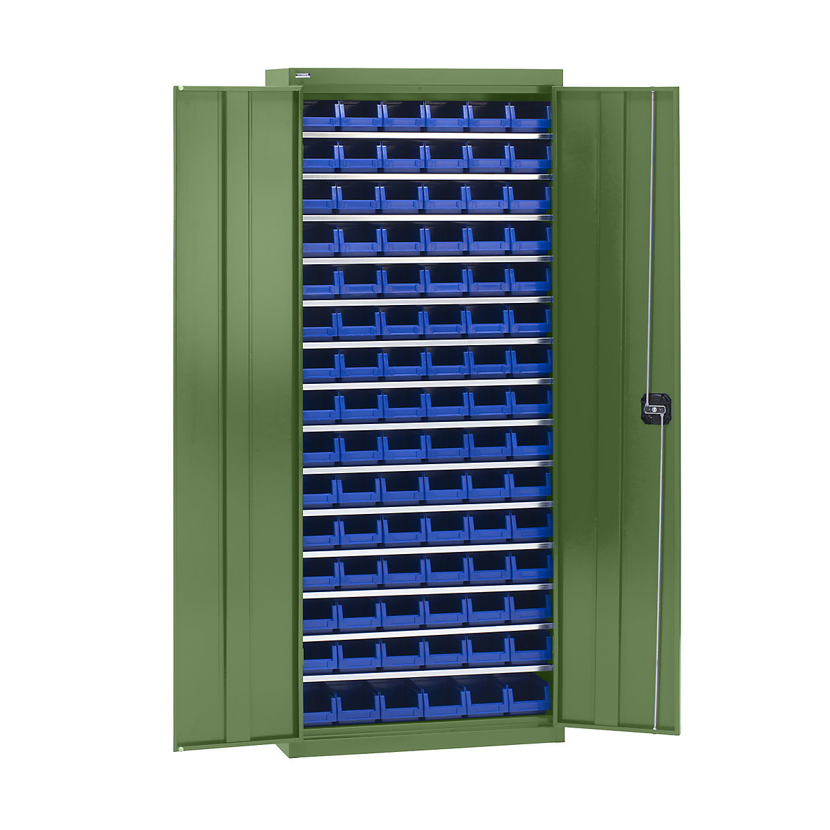 Armario para material con cajas de almacén – eurokraft pro, altura 1575 mm, 14 baldas, verde reseda-4