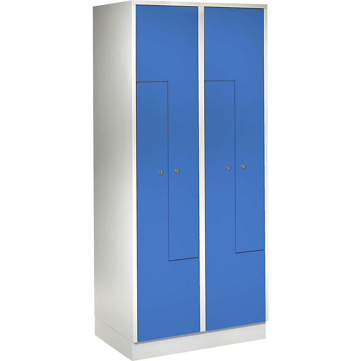 Wolf – Armario guardarropa en Z, 4 compartimentos, puertas en azul luminoso