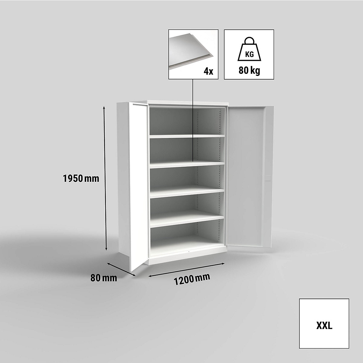 Armoire à portes battantes XXL – eurokraft pro (Illustration du produit 5)-4