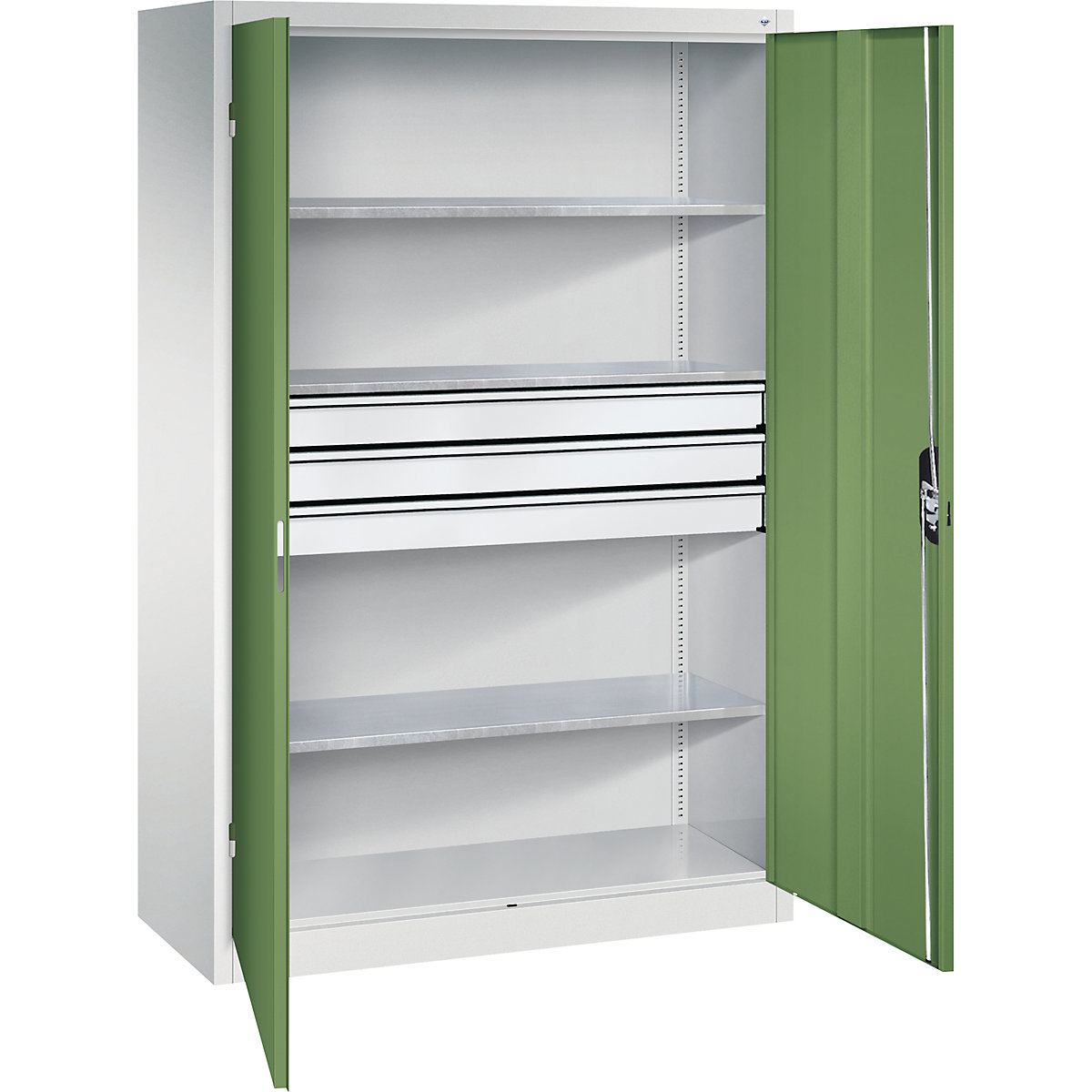 Armoire d'atelier à portes battantes avec tiroirs &ndash; C+P