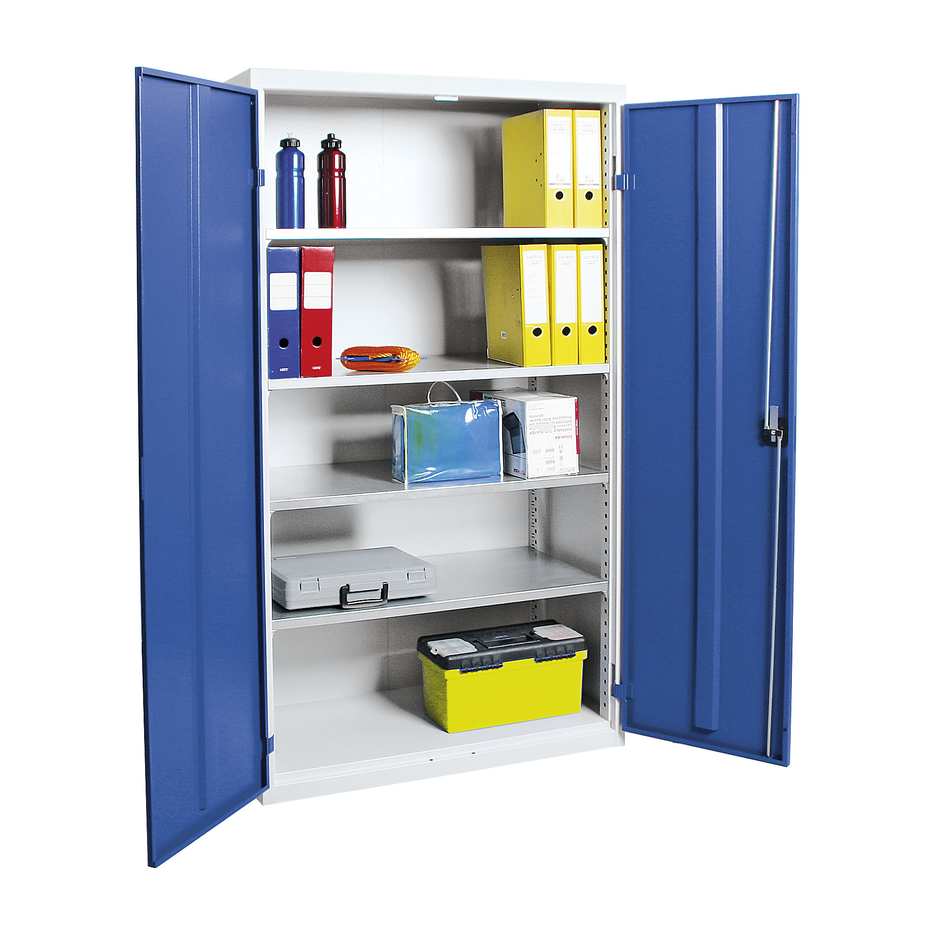 Armoire à portes battantes avec portes en tôle pleine, 4 tablettes