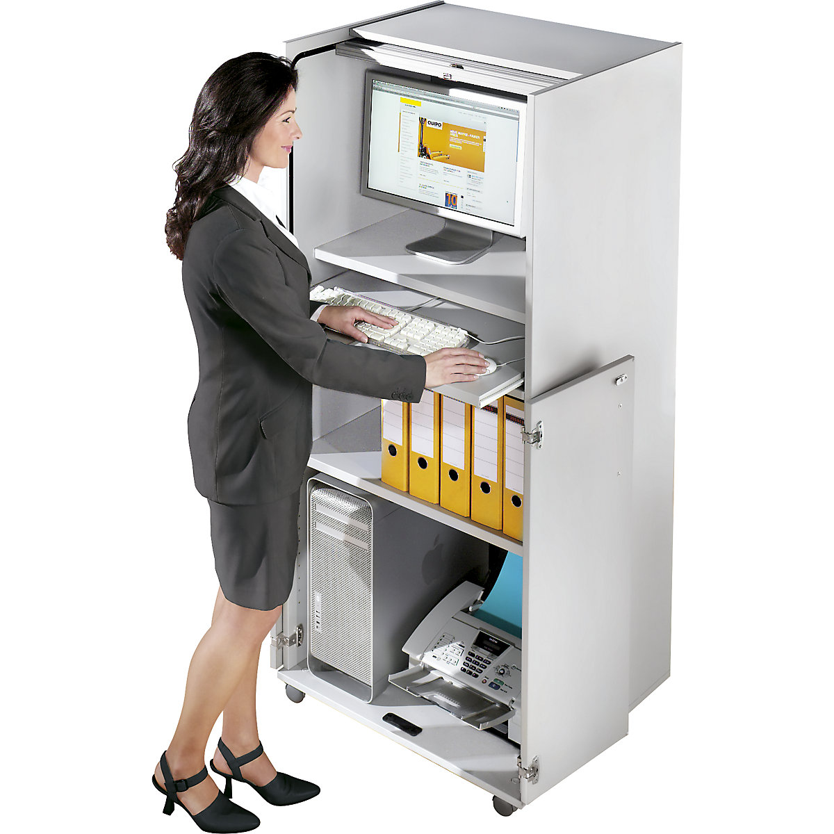 Armoire mobile pour ordinateur à rideaux en plastique – eurokraft pro (Illustration du produit 6)-5