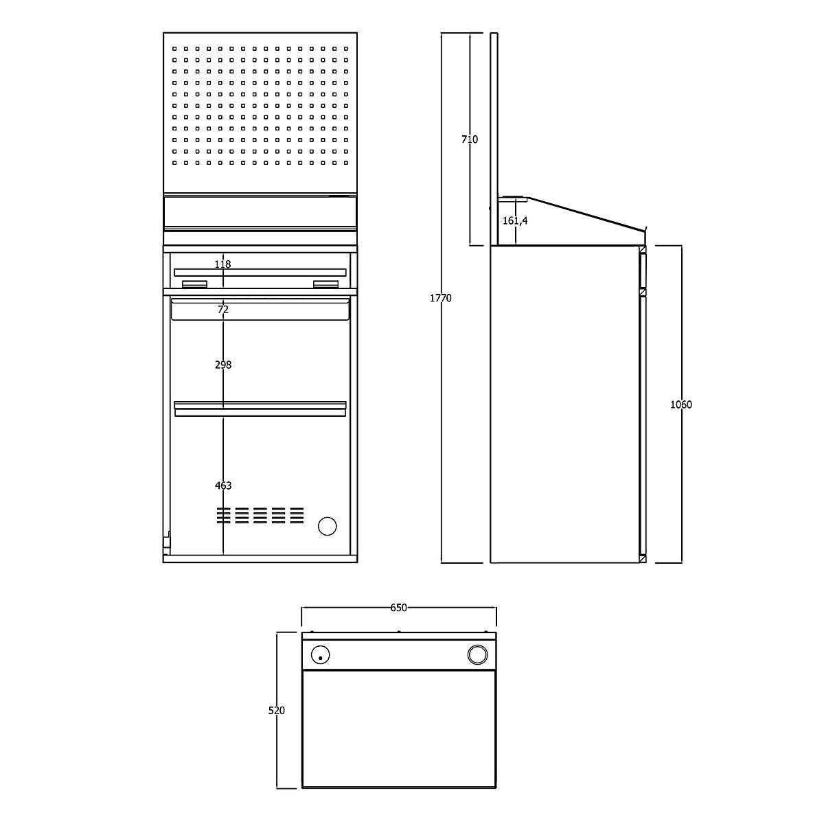 Poste informatique en tôle d'acier – eurokraft pro (Illustration du produit 13)-12