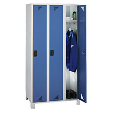 corps gris clair, portes bleu brillant