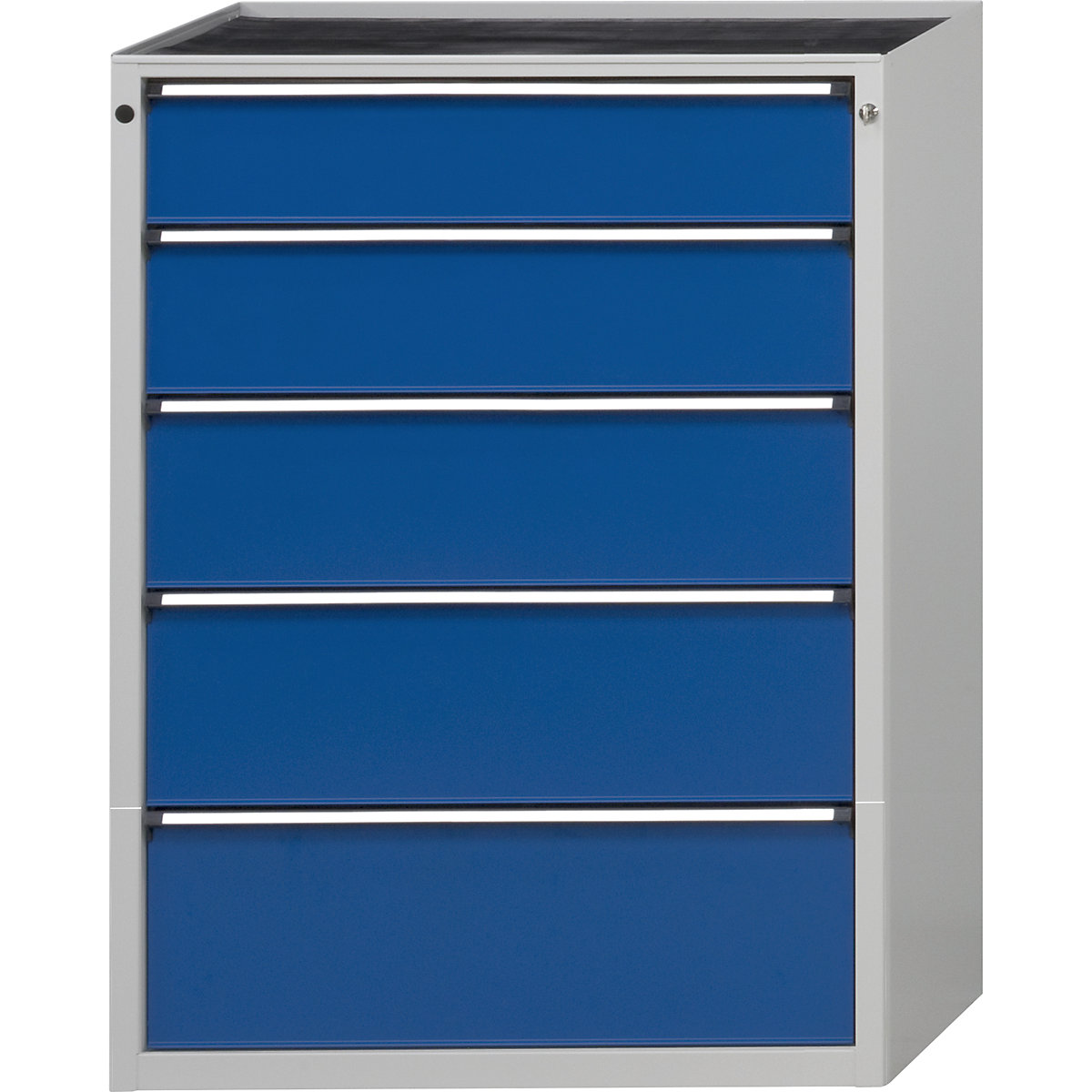 ANKE – Armoire à tiroirs, l x p 910 x 675 mm, 5 tiroirs, hauteur 1280 mm, façade bleu gentiane
