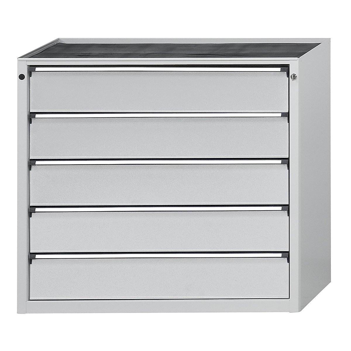ANKE – Armoire à tiroirs, l x p 1060 x 675 mm, 5 tiroirs, hauteur 980 mm, façade gris clair