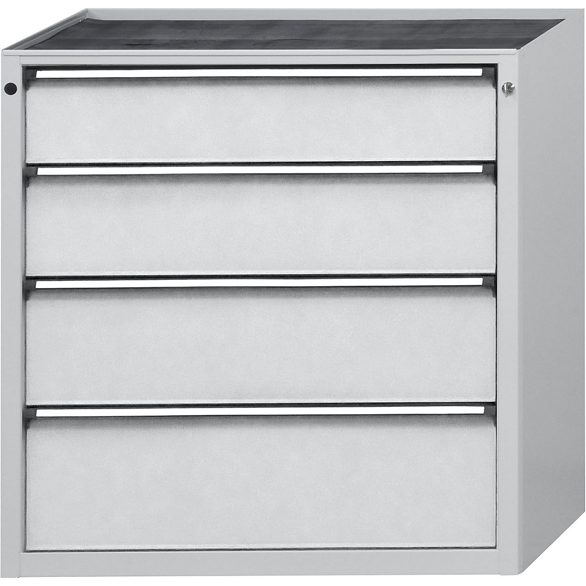 ANKE – Armoire à tiroirs, l x p 1060 x 675 mm, 4 tiroirs, hauteur 980 mm, façade gris clair