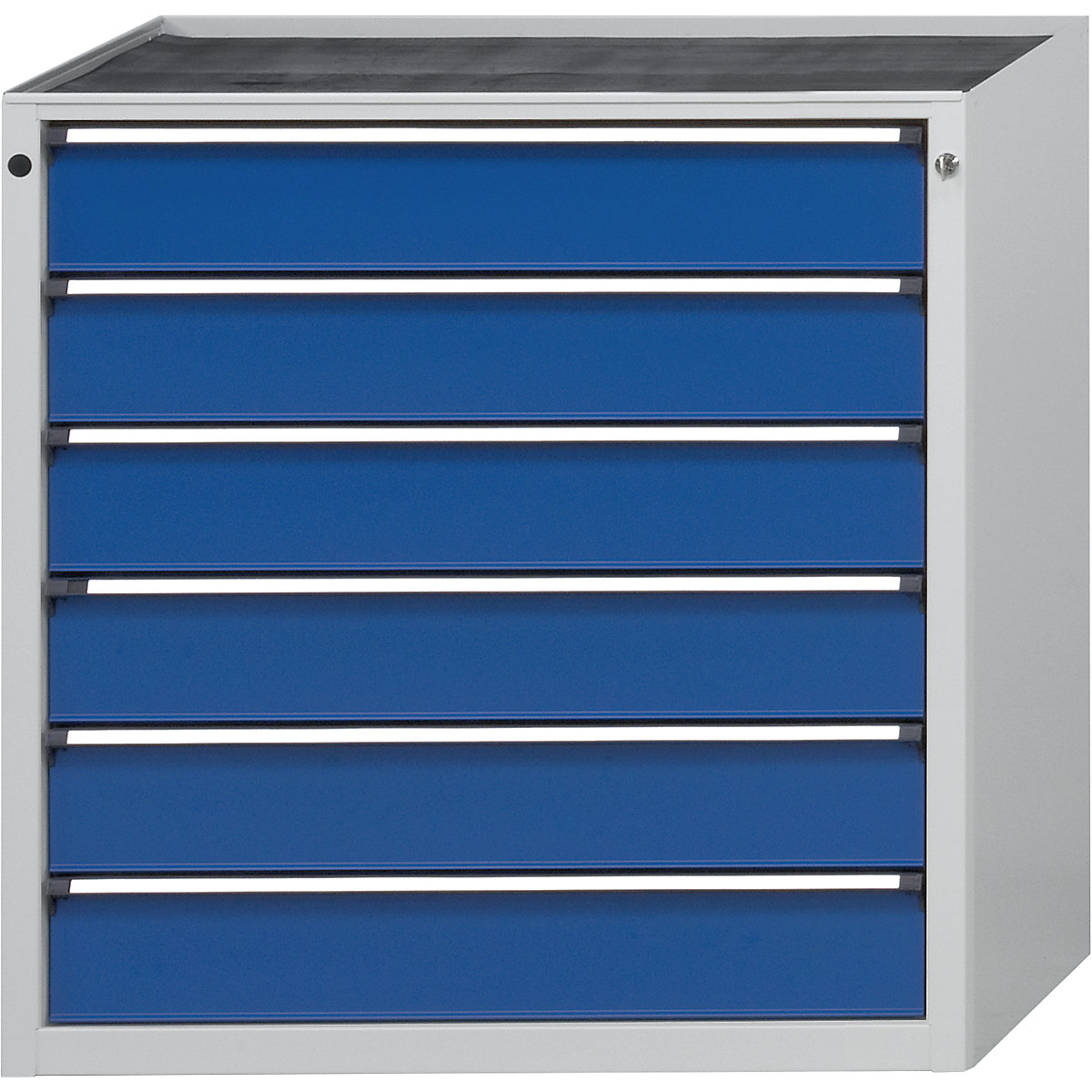 ANKE – Armoire à tiroirs, l x p 910 x 675 mm, 6 tiroirs, hauteur 980 mm, façade bleu gentiane