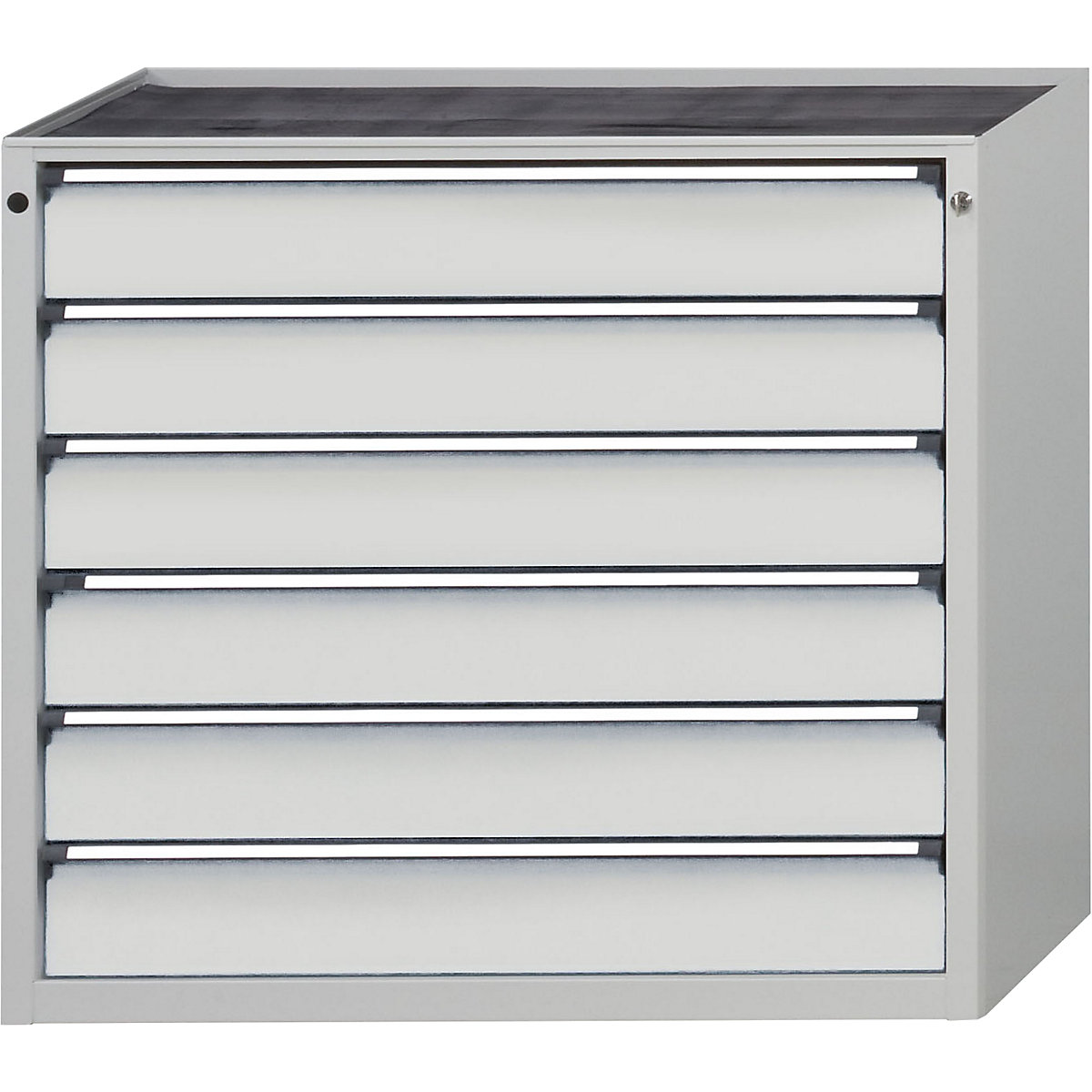 ANKE – Armoire à tiroirs, l x p 1060 x 675 mm, 6 tiroirs, hauteur 980 mm, façade gris clair