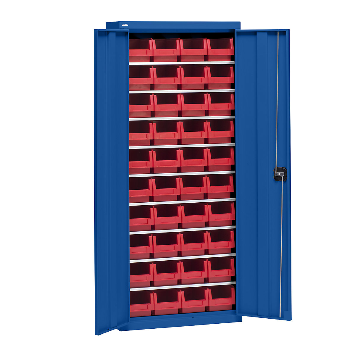 Armoire d'atelier avec bacs de stockage – eurokraft pro, hauteur 1575 mm, 9 tablettes, bleu gentiane-4