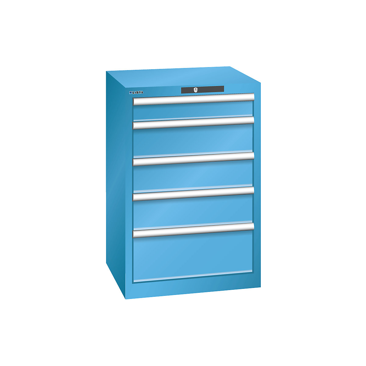 Armoire à tiroirs avec 5 tiroirs – LISTA, l x p x h 564 x 572 x 850 mm, bleu clair-8