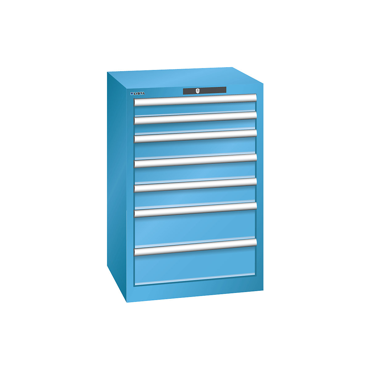 Armoire à tiroirs avec 7 tiroirs – LISTA, l x p x h 564 x 572 x 850 mm, bleu clair-8