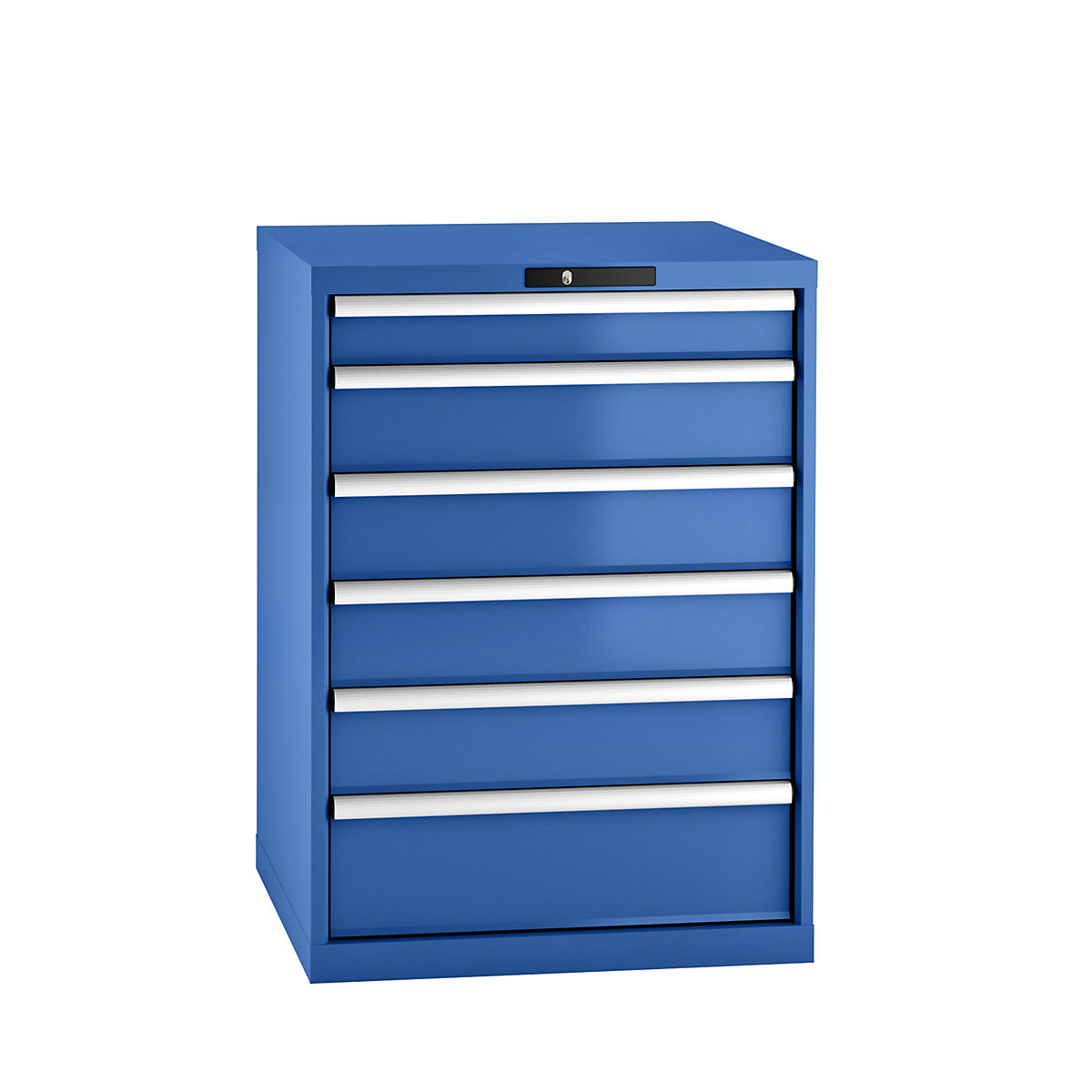 Armoire à tiroirs en tôle d'acier – LISTA, h x l 1000 x 717 mm, 6 tiroirs, bleu gentiane
