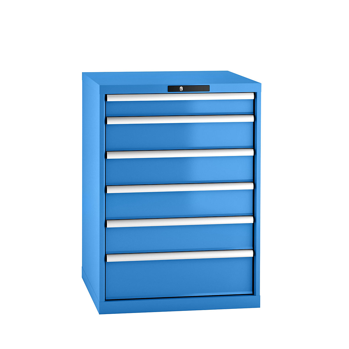 Armoire à tiroirs en tôle d'acier – LISTA, h x l 1000 x 717 mm, 6 tiroirs, bleu clair