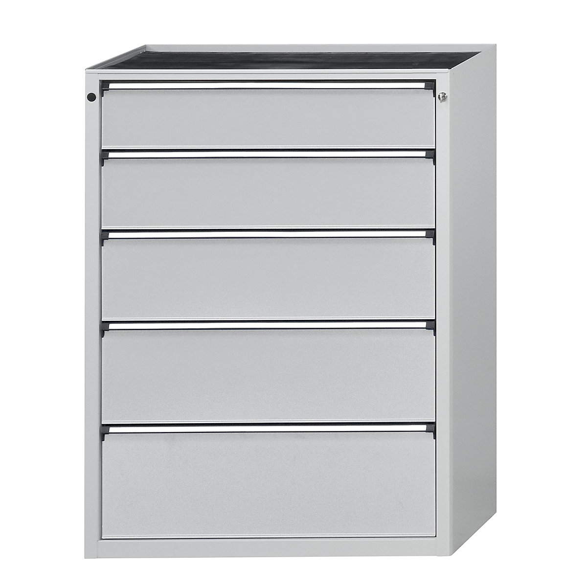 Armoire à tiroirs – ANKE, l x p 760 x 675 mm, 5 tiroirs, hauteur 1280 mm, façade gris clair-11