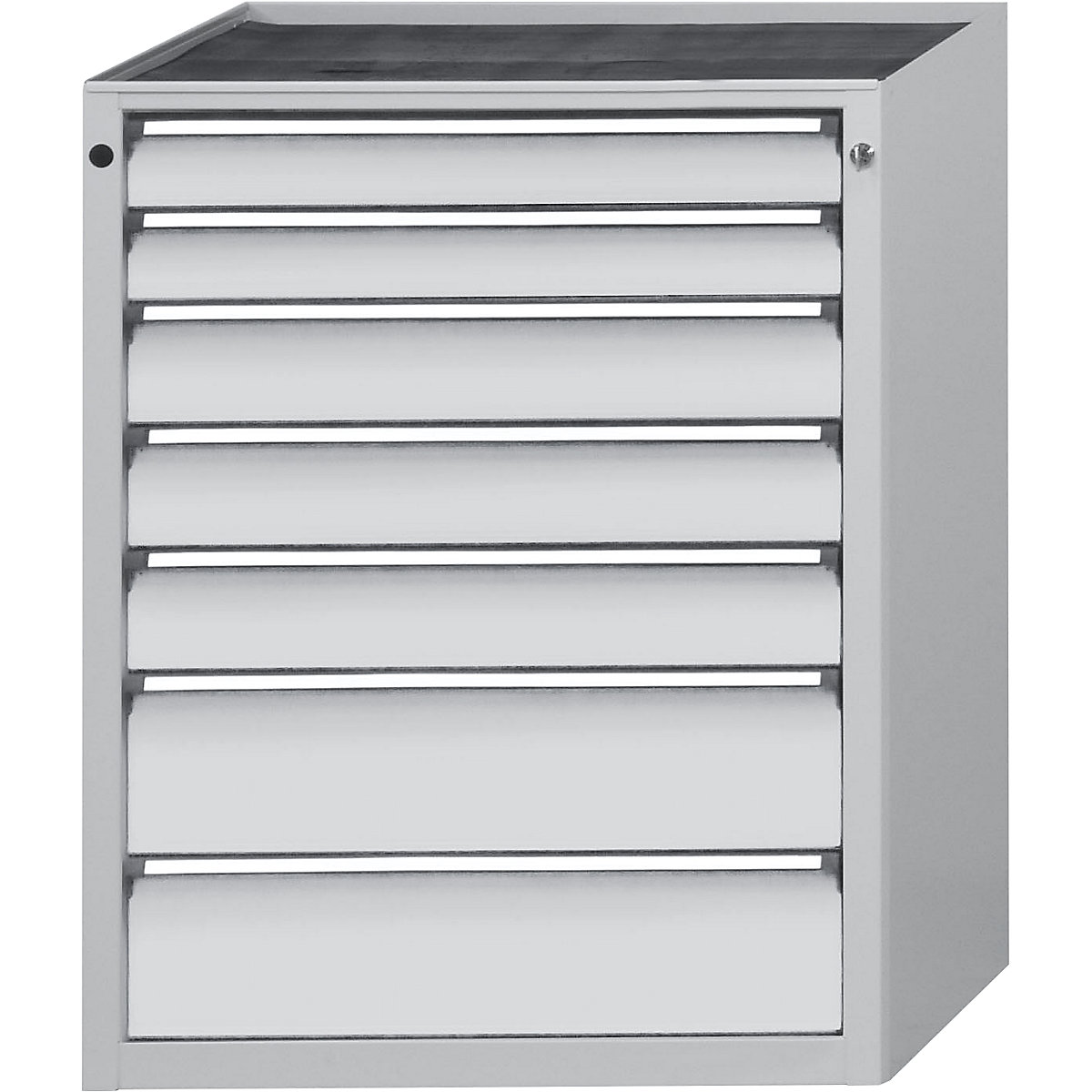 Armoire à tiroirs – ANKE, l x p 760 x 675 mm, 7 tiroirs, hauteur 980 mm, façade gris clair-13