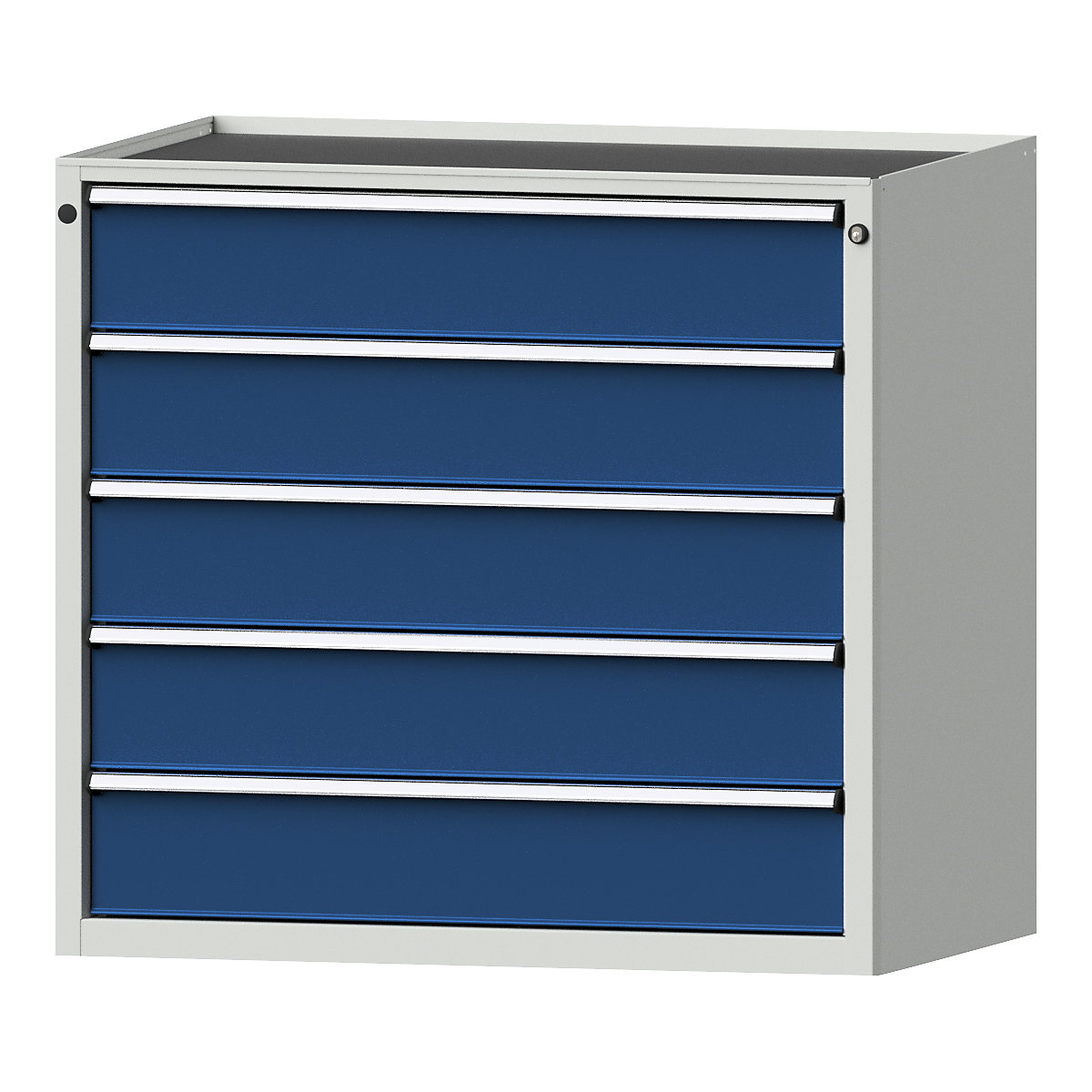 Armoire à tiroirs – ANKE, l x p 1060 x 675 mm, charge max. tiroirs 200 kg, 5 tiroirs, hauteur 980 mm, façade bleu gentiane-10