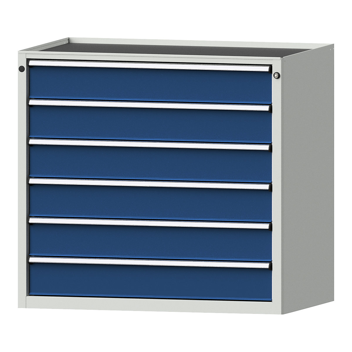 Armoire à tiroirs – ANKE, l x p 1060 x 675 mm, charge max. tiroirs 200 kg, 6 tiroirs, hauteur 980 mm, façade bleu gentiane-8