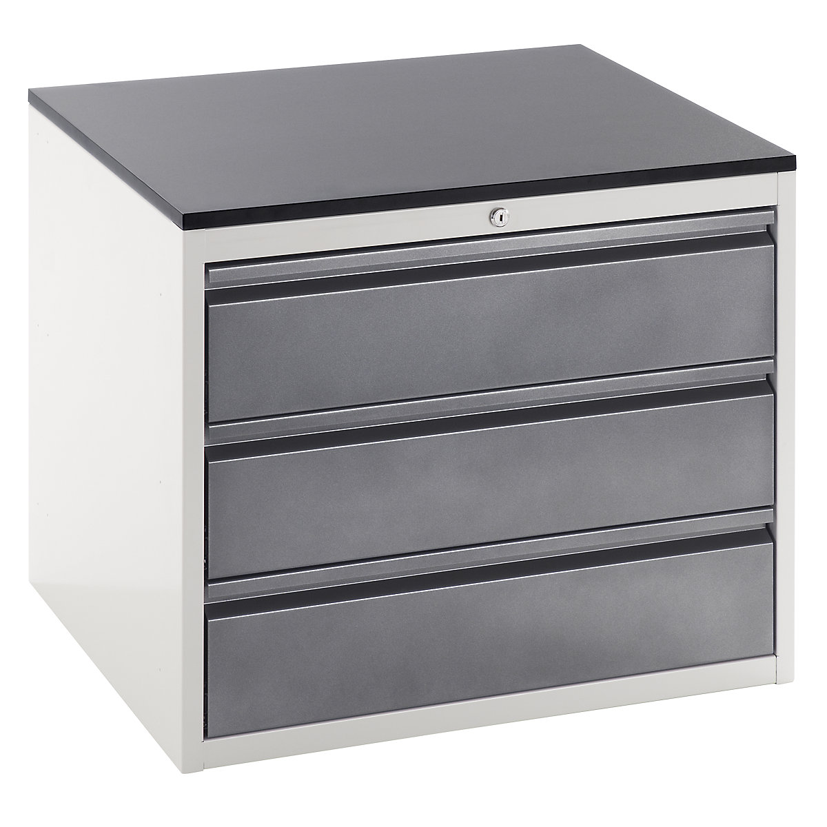 Armoire à tiroirs sur glissières télescopiques – RAU, hauteur 640 mm, 3 tiroirs de 180 mm, gris clair / anthracite, largeur 770 mm-4