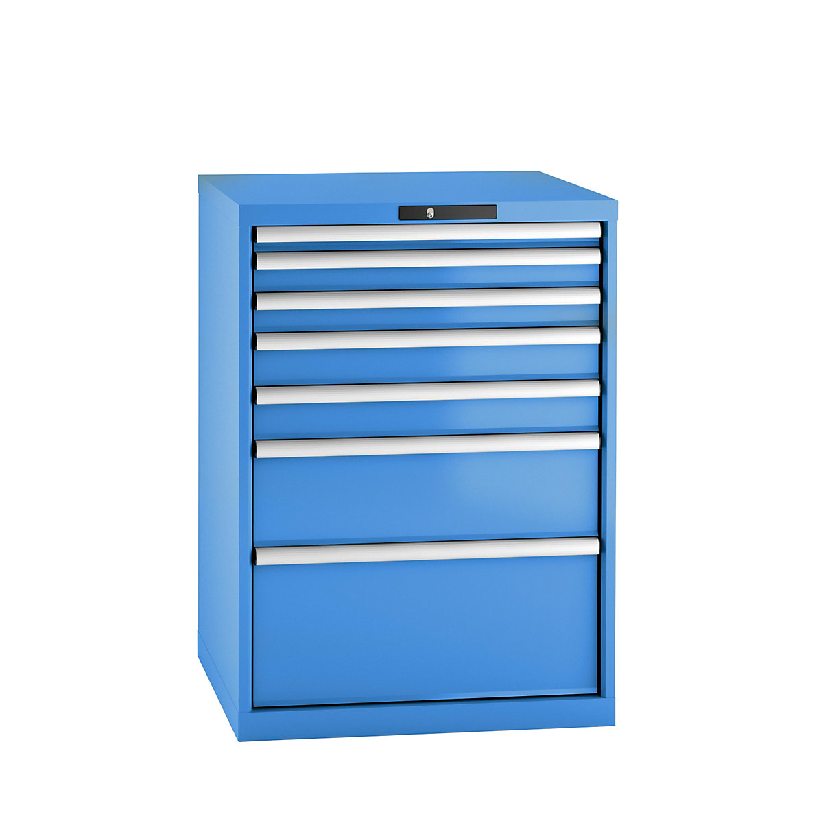 LISTA – Armoire à tiroirs en tôle d'acier, h x l 1000 x 717 mm, 7 tiroirs, bleu clair