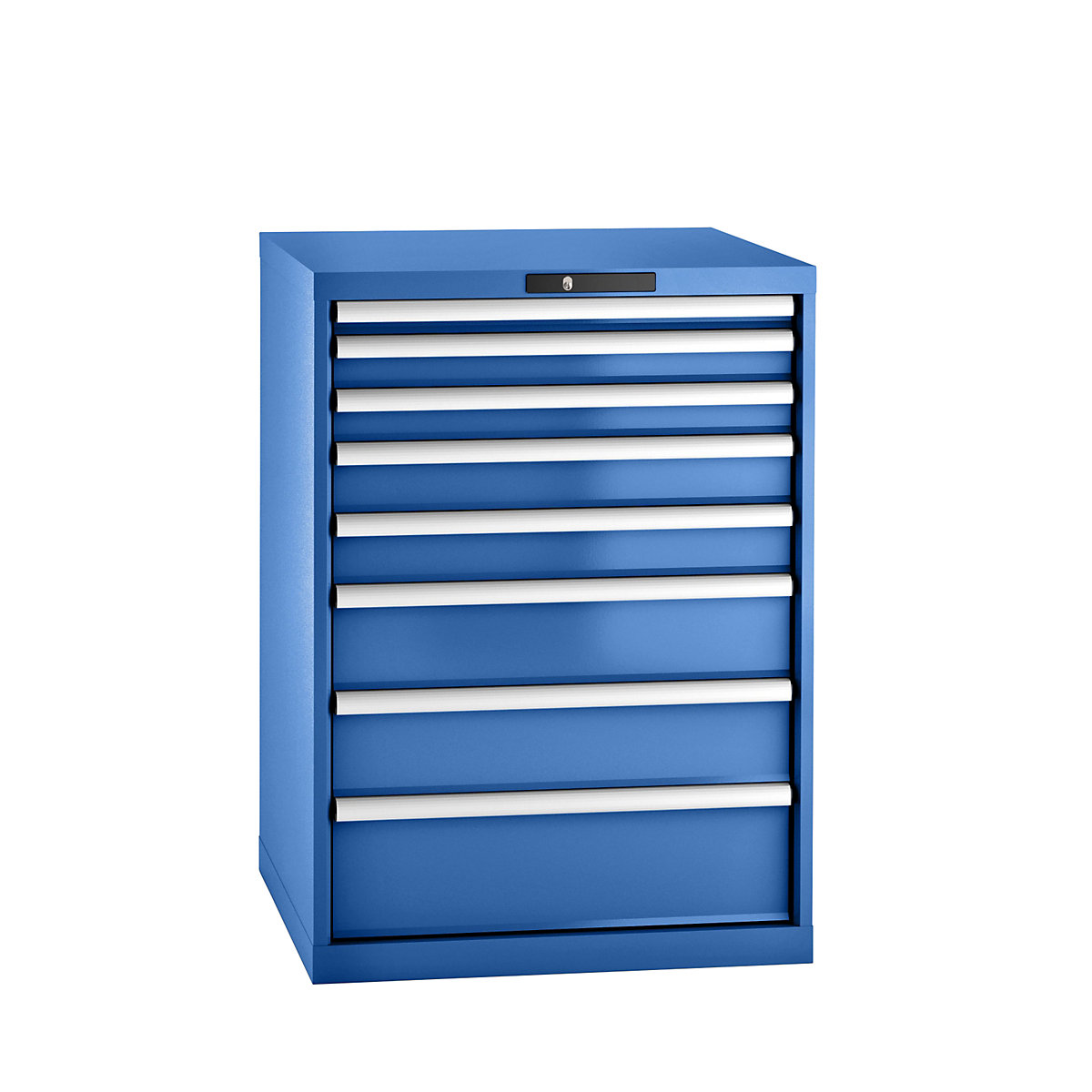 LISTA – Armoire à tiroirs en tôle d'acier, h x l 1000 x 717 mm, 8 tiroirs, bleu gentiane