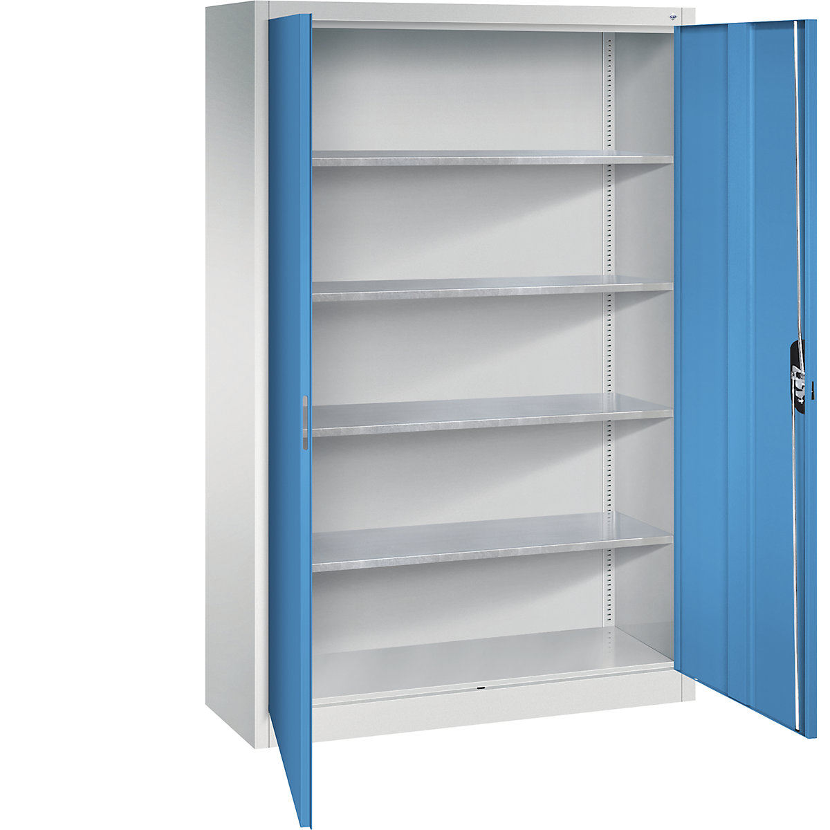 Armoire d'atelier à portes battantes – C+P, h x l x p 1950 x 1200 x 400 mm, gris clair / bleu clair-11