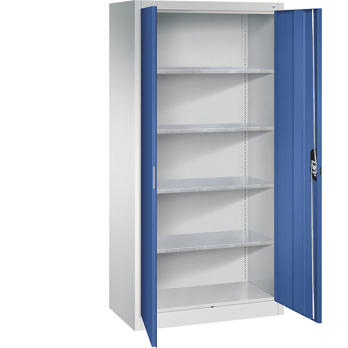 Armoire d'atelier à portes battantes – C+P, h x l x p 1950 x 930 x 500 mm, gris clair / bleu gentiane-11