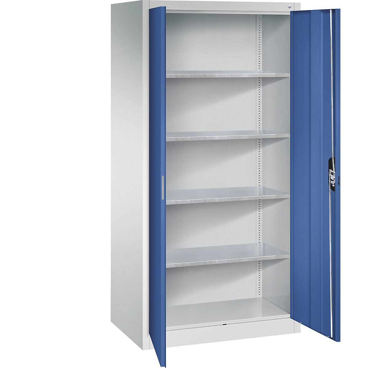 Armoire d'atelier à portes battantes – C+P, h x l x p 1950 x 930 x 600 mm, gris clair / bleu gentiane-8