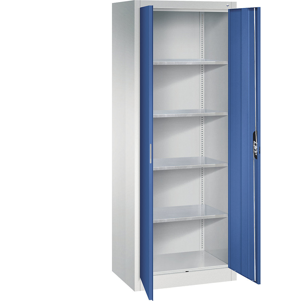 Armoire d'atelier à portes battantes – C+P, h x l x p 1950 x 700 x 500 mm, gris clair / bleu gentiane-9