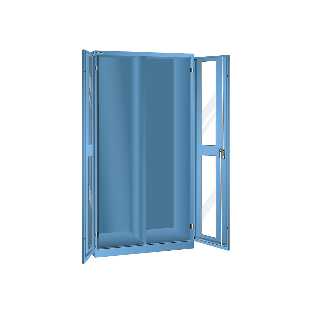 Armoire vitrée, h x l x p 1950 x 1000 x 580 mm – LISTA, avec cloison médiane, bleu clair-9