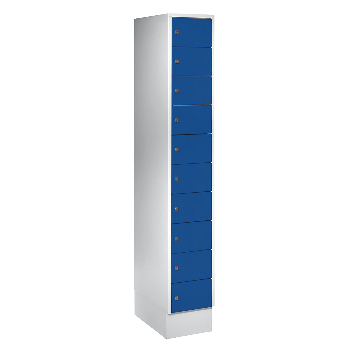 Wolf – Armoire à petits casiers, 10 casiers, h x l 1850 x 300 mm, coloris portes bleu gentiane RAL 5010