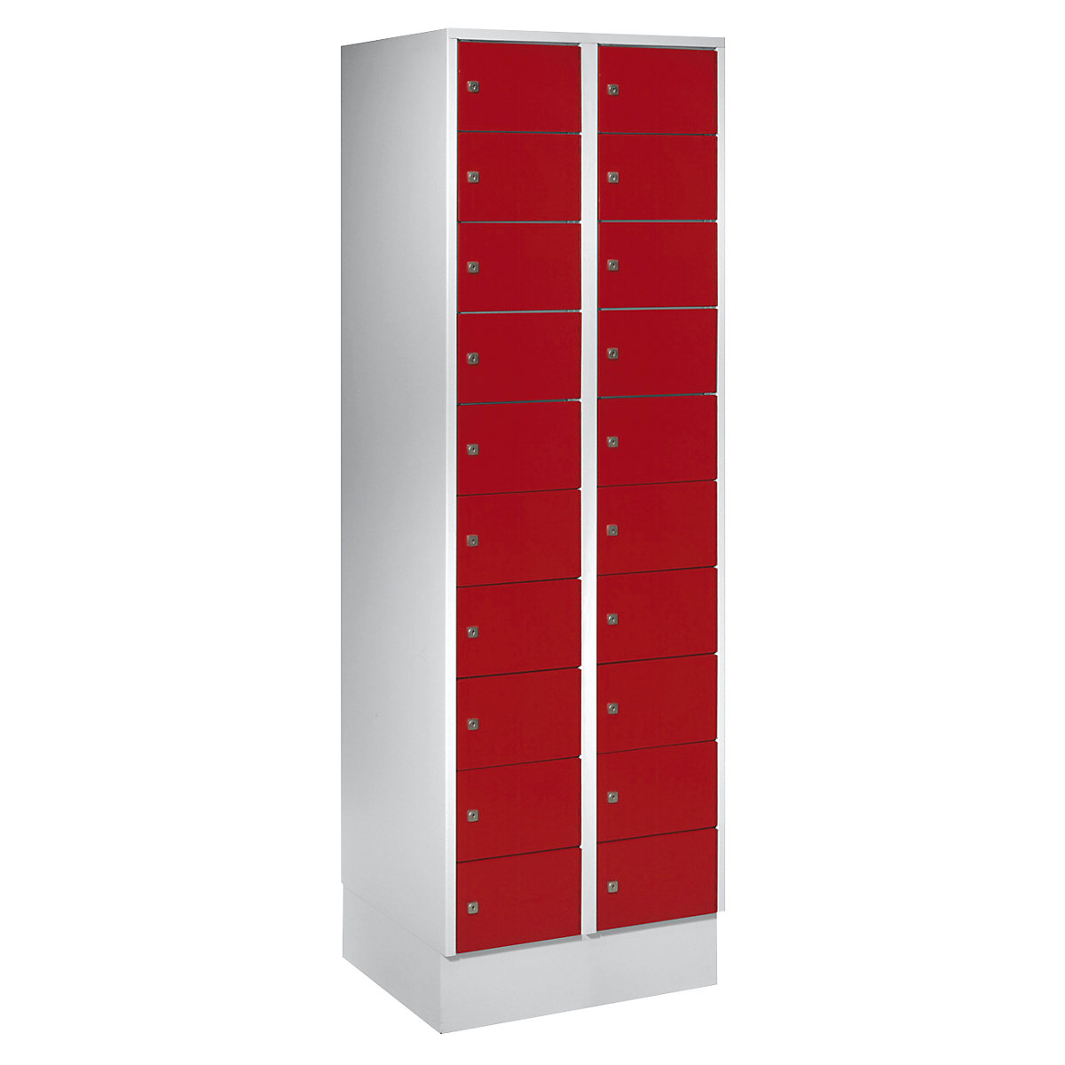 Wolf – Armoire à petits casiers, 20 casiers, h x l 1850 x 600 mm, coloris portes rouge feu RAL 3000