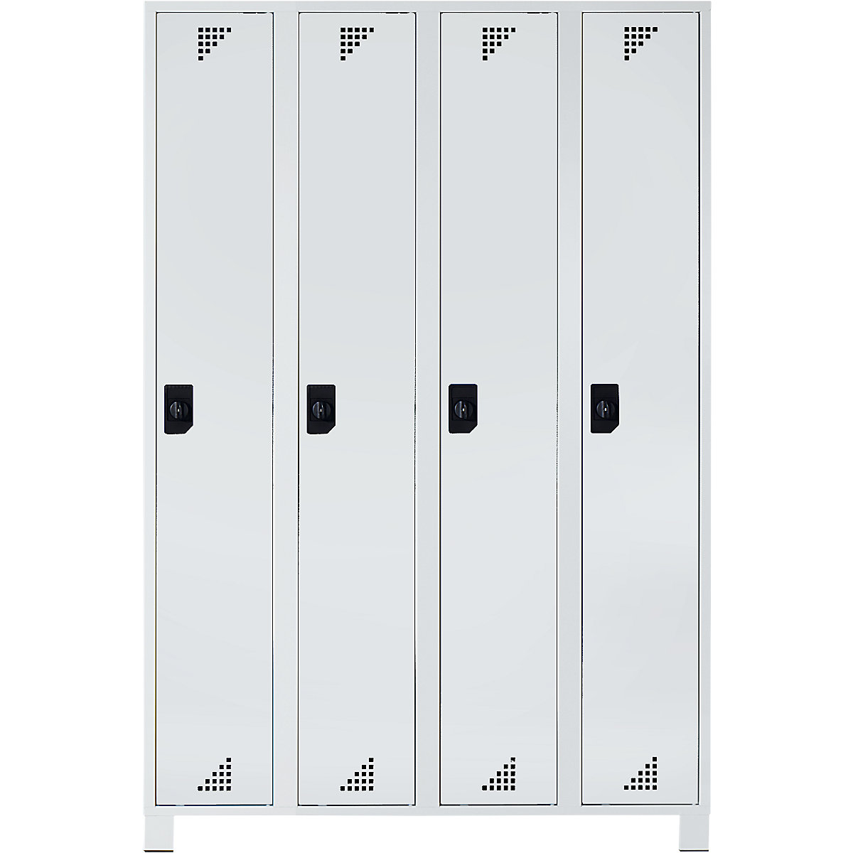 EUROKRAFTpro – Vestiaire et armoire multi-usage, hauteur compartiments 1695 mm, 4 compartiments, largeur 1200 mm, entièrement gris clair