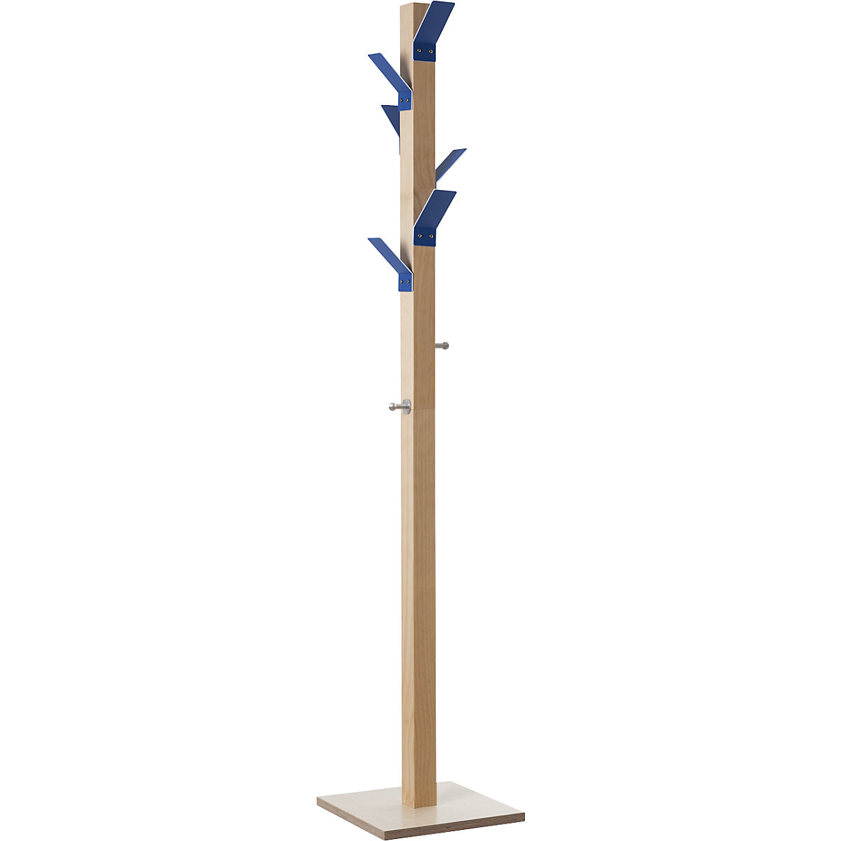 Appendiabiti a stelo, legno massello, corona blu-8