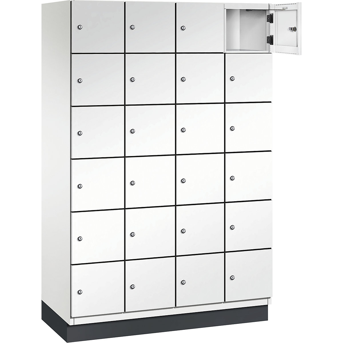 Armadietto a scomparti a 6 piani Cambio – C+P, 4 scomparti, bianco puro, anta in lamiera d'acciaio, largh. 1200 mm, 24 scomparti-5