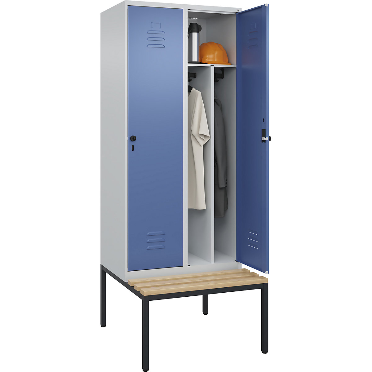 Armadietto sporco/pulito Classic PLUS con panca, stretto – C+P