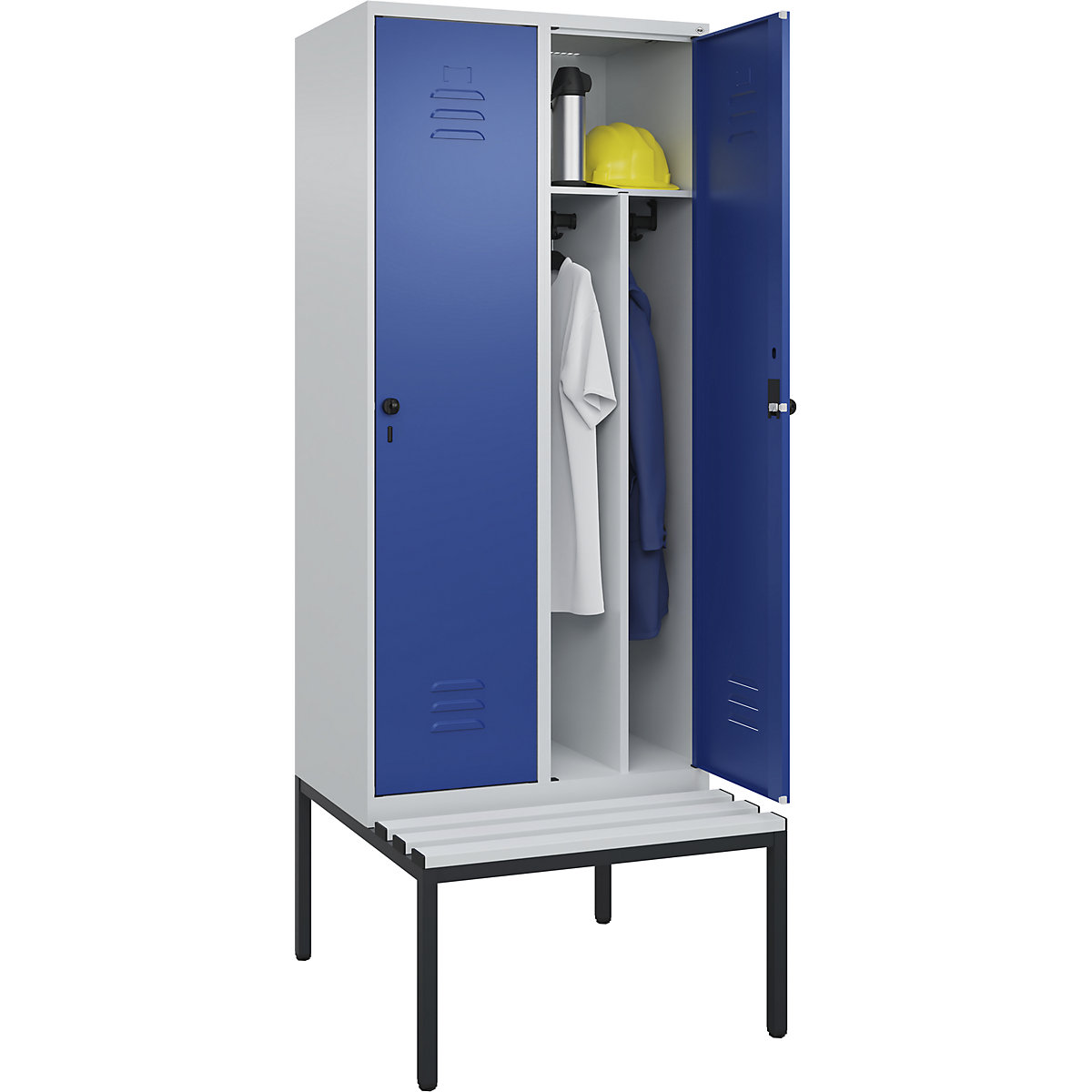 Armadietto sporco/pulito Classic PLUS con panca, stretto – C+P