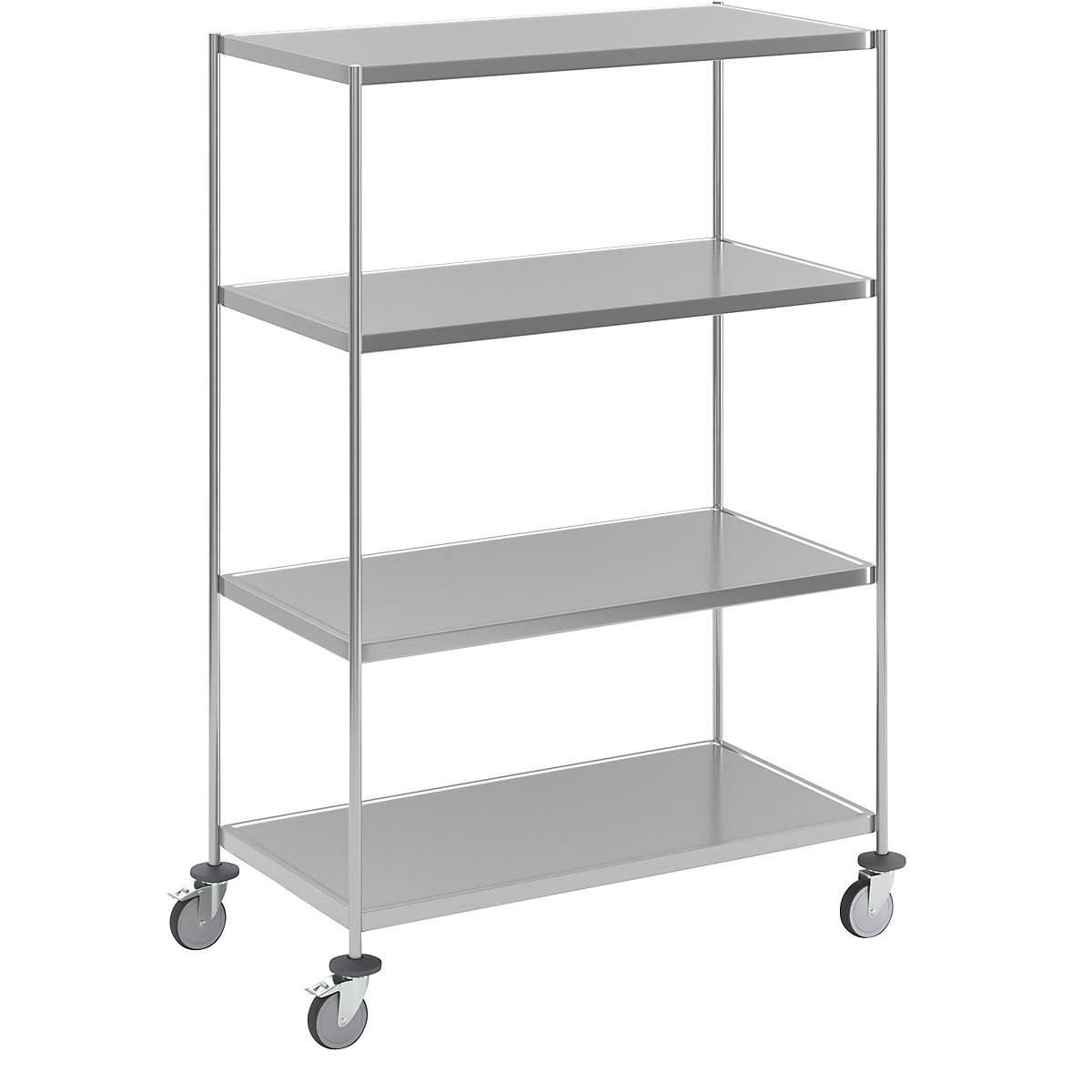 Carrello a ripiani in acciaio inox, saldato – Kongamek, lungh. x largh. x alt. 1075 x 575 x 1650 mm, 4 ripiani-2