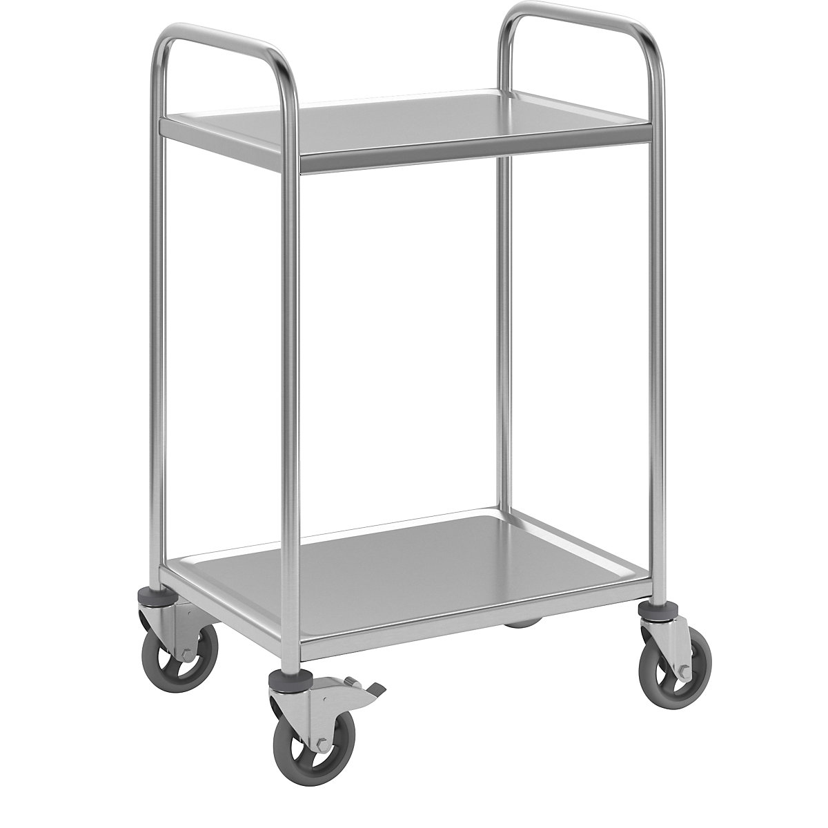 Carrello di servizio in acciaio inox, 2 ripiani, ruote vulcanizzate, lungh. x largh. x alt. 700 x 470 x 970 mm-2